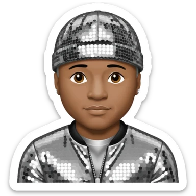 LL Cool J with silver sequin outfit sticker