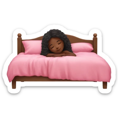 black girl sleeping on a pink bed long hair  sticker
