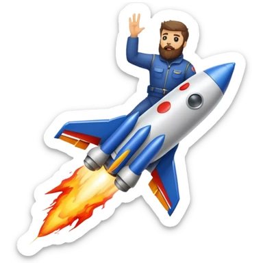 bearded man riding a rocket france black boom!  sticker