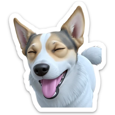 playful dog with closed eyes sticker