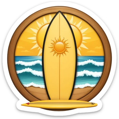 Surfboard with sun logo in the contre sticker
