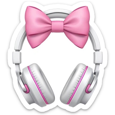 White headphones with pink bows sticker