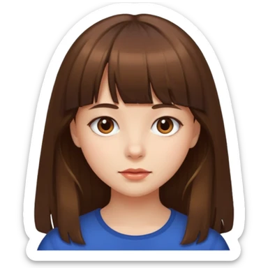 eu quero uma menina de franja e cabelo comprido cabelo castanho  sticker