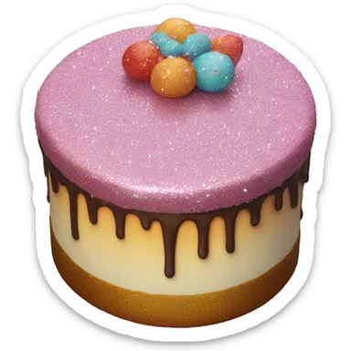 Realistic cake with glitter sticker