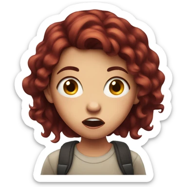shocked girl with dark red hair sticker