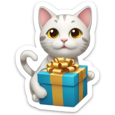cat holding cadeau sticker
