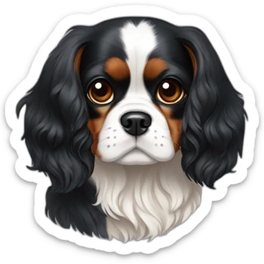 Tricolour King Charles spaniel with black ears sticker
