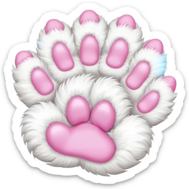 Fluffy white cat paw with six toes sticker