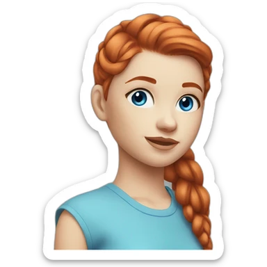redhead girl with a high ponytail blue eyes and blue eyeliner sticker