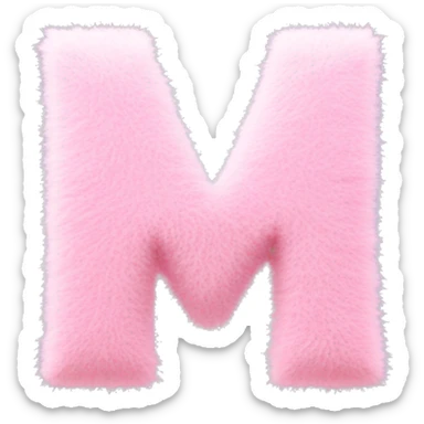 Light pink fuzzy letter M sticker