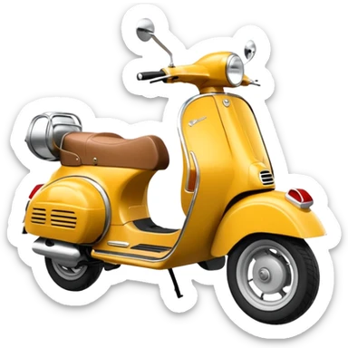 kahverengi küt saçlı gelin kahverengi saçlı damat turuncu vespa motor sürüyor sticker