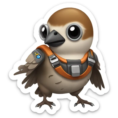 sparrow with a jetpack sticker
