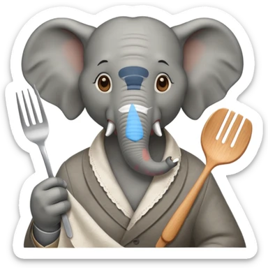 elephant at a restaurant table sticker