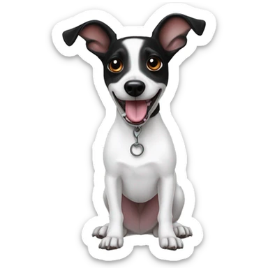 White jack russel black pointy ears tongue out  sticker