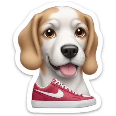Dog wearing Nike sneakers sticker