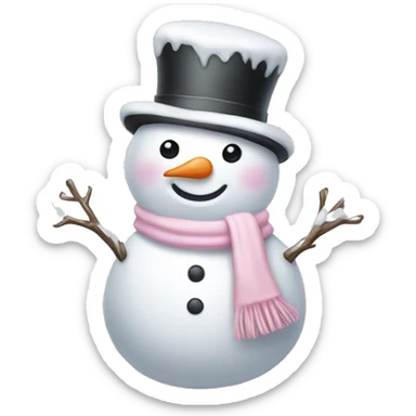 Cute light pink snowman sticker