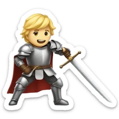 a knight with blond attacking with a sword sticker