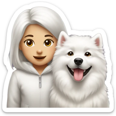 Samoyed and baby gorl sticker