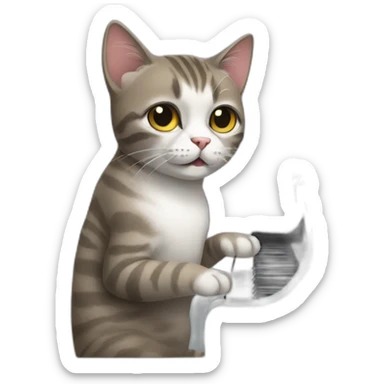 Cat playing piano sticker