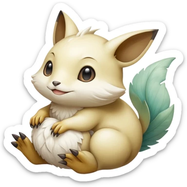 White soft natural realistic romantic vintage antique divine beautiful elegant pretty precious cute young youthful  Fakémon-Pokémon-hybrid-creature sticker