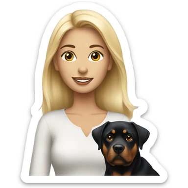 Pretty blonde woman with Rottweiler  sticker