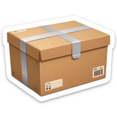  cardboard delivery box with a shipping label and tape. Rounded, glossy, smooth, soft shadows, white background.


 sticker