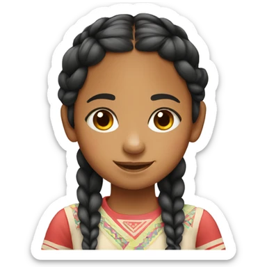 Little peruvian girl with twin braids sticker