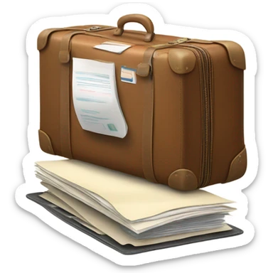 luggage filled with documents sticker