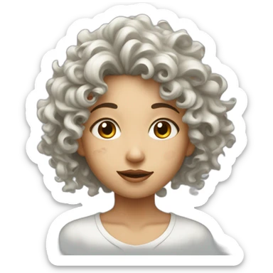 female face with curly hair and with many large irregular milk stains sticker