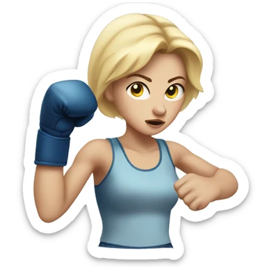 White woman boxer throwing a punch sticker