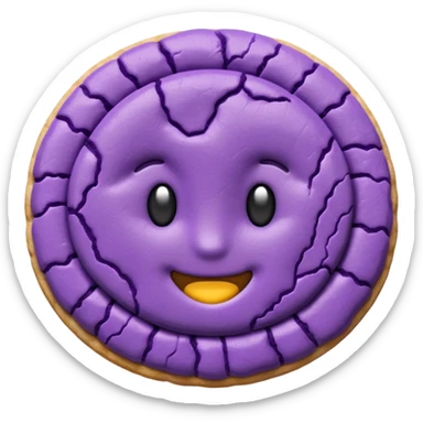 purple ube crinkle cookie, simplified, clear, emoji-like sticker
