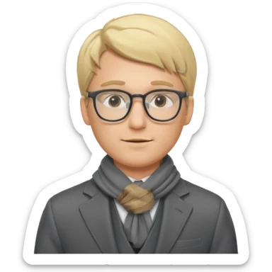 gray scarf male blond hair with suit glasses sticker
