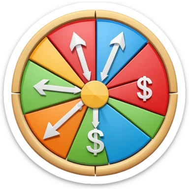 pie chart with arrows and a dollar sign sticker