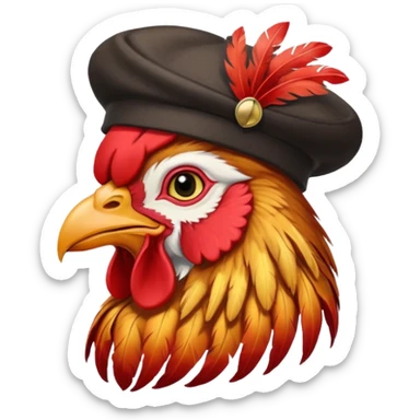 rooster wearing beret sticker