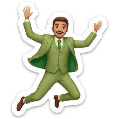  Indian Man wearing green suit with small mustache and beard Jumping with joy with 2 arms and 2 legs  sticker