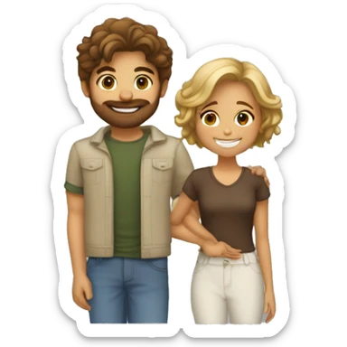 Una pareja joven y las dos son jóvenes ,se están dando un beso las dos son blancas y una con pelo lacio y abajo ruso y la otra con el pelo rizo pero para abajo sticker