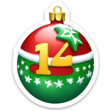 A Christmas bauble with a number 1 on it sticker