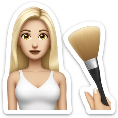 A makeup artist blonde girl with a makeup brush in her hand sticker