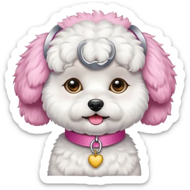 Bichon with a pink collar sticker