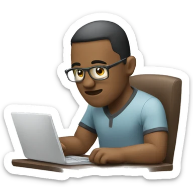 working hard with a computer sticker