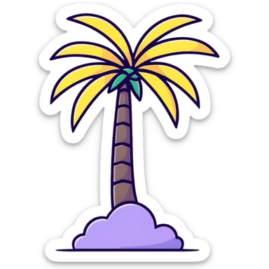 palm tree with pastel yellow trunk and pastel lavender leaves sticker