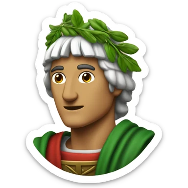 Dante Alighieri with a green laurel wreath on his head and holding a scroll in his hand sticker