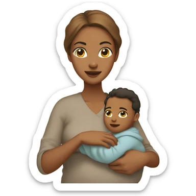 light brown mom holding baby boy sticker