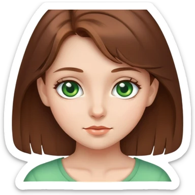 Cute girl with brown hair and green eyes  sticker