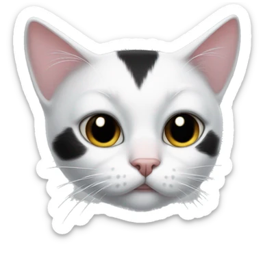 White-Black cat with a white spot in the form of a bow on the nose sticker