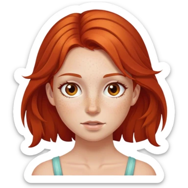 Brown eyed red head girl with freckles  sticker