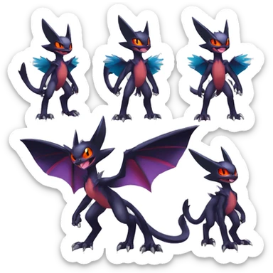 Anthro Edgy Cool Litten-Noivern-Noibat-Absol-Pokémon-Fakémon-fusion Full Body sticker