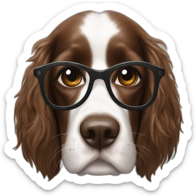 Springer spaniel and long hair woman with glasses  sticker