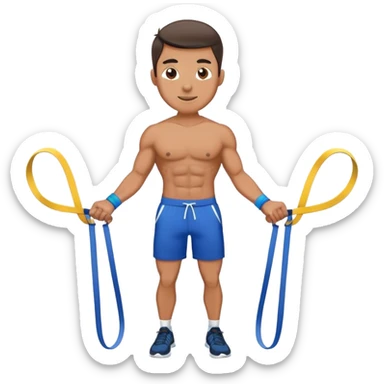 fit man with blue shorts resistance bands exercises sticker