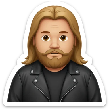 Long hair fat men with beard in leather jacket sticker